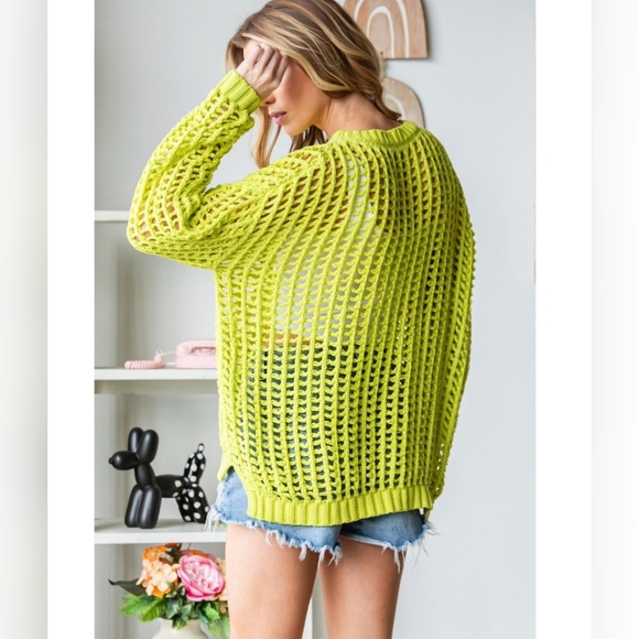 #465 SALE 🛑48 S,M,L Boho Loose Fit Crochet Sweater - Picture 7 of 10